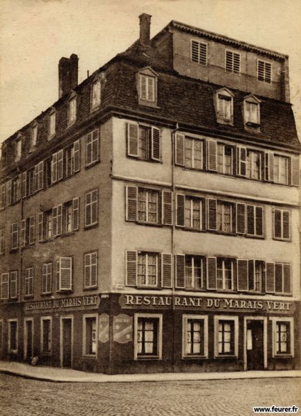 Restaurant du Marais vert, propriÃ©tÃ© de Wirrmann Jean-Paul (nÃ© en 1890)
A Strasbourg, ancien restaurant de Wirrmann Jean-Paul.
Photo de 1932, avant la transformation.
Keywords: Wirrmann